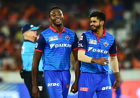 DC's bowler Kagiso Rabada and captain Shreyas Iyer  (Photo | PTI)