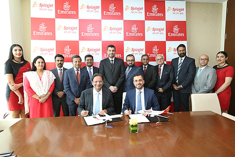 Emirates and SpiceJet have signed a Memorandum of Understanding (MoU) to enter into a reciprocal codeshare agreement (Photo | Special Arrangement)