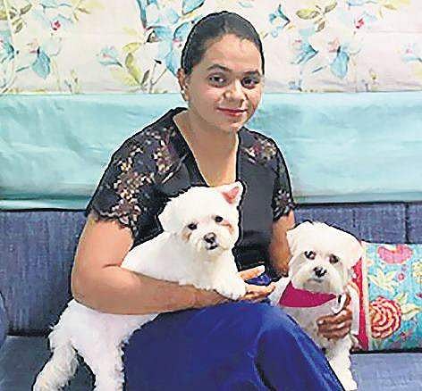 The author with her two dogs,  Sushi and Yuki
