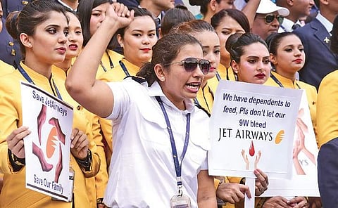 Jet employees draw attention towards the struggles that they are facing after the airline suspended its operations