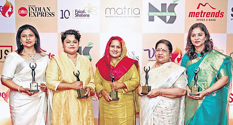 TNIE Verve 2019 Award winners Shine Benaven, Fajeena Kareem, Thesnim Azeez, Chitra Gopinath and Vidya Vinod |  T P sooraj