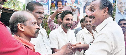 UDF Kozhikode Lok Sabha candidate MK Raghavan during his campaign at Ambalamukku at  Punnasseri in Kozhikode | Manu R Mavelil