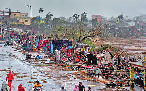 Damage caused by cyclone Fani after it made landfall near Puri in Odisha. 
