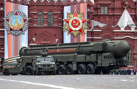 Across Russia, millions of people came out for military parades and civilian processions to mark Victory Day, the defeat of Nazi Germany in the hands of the Red Army during World War II. (Photo | AP)