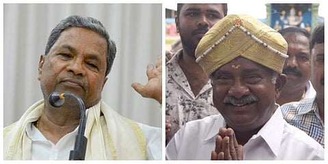 Congress leader Siddaramaiah (L) and JD(S) state president A H Vishwanath(R).