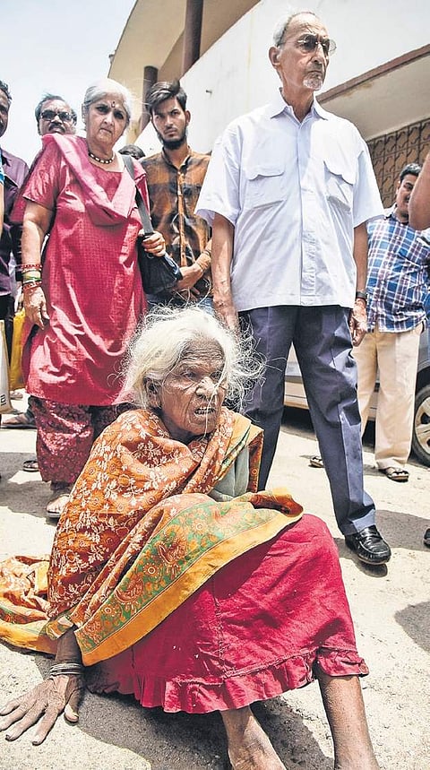 The grandson of Hyderabad’s last Nizam (R) and present titular Nizam, Muffakham Jah, at Osmania General Hospital  on Wednesday |  Vinay Madapu