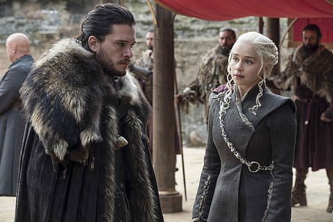 Kitt Harrington as Jon Snow and Emilia Clarke as  Daenerys Targaryen in HBO's Game of Thrones. (Photo | HBO)