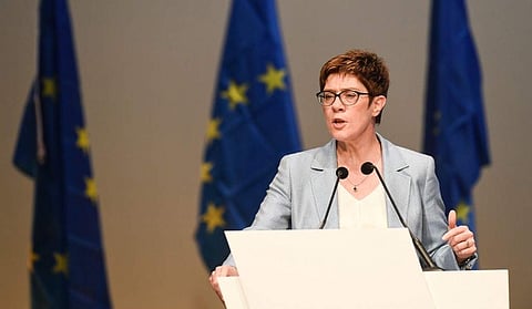 Leader of Germany's conservative Christian Democratic Union (CDU) party Annegret Kramp-Karrenbauer gives a speech during the last pre-European elections meeting of the European People's Party (EPP), in Munich, southern Germany, on May 24, 2019. (Photo | A