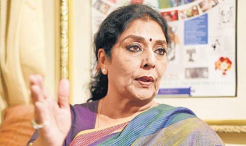 Renuka Chowdhury at her Banjara  Hills residence on Saturday. (Photo | EPS/R Satish Babu)