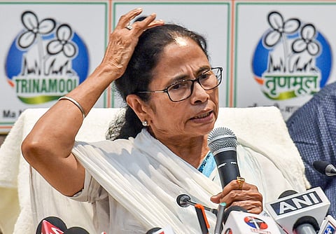 West Bengal Chief Minister and TMC Supremo Mamata Banerjee during interaction with media at the end party poll result review meeting at her Kalight residence in Kolkata Saturday May 25 2019. | PTI