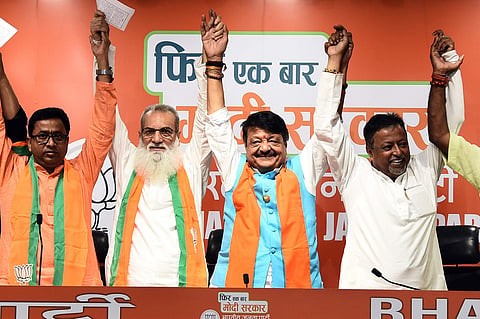 TMC MLA Monirul Islam joined the BJP in the presence of Mukul Roy and other senior leaders at the BJP headquarters in New Delhi on 29 May 2019. (Photo | Parveen Negi, EPS)