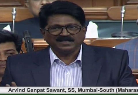 A file image of Shiv Sena MP Arvind Sawant speaks in the 16th Lok Sabha. (YouTube screengrab)