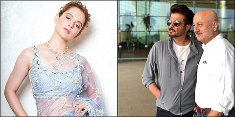 Kangana Ranaut and Anupam Kher with Anil Kapoor.