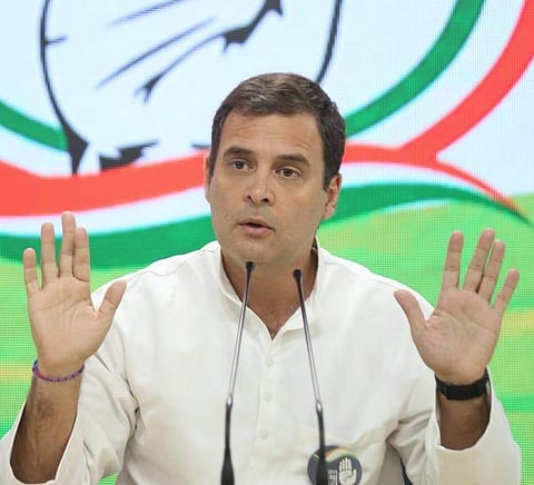 Congress president Rahul Gandhi during a press conference at AICC office in New Delhi  (Photo | Shekhar Yadav/EPS)