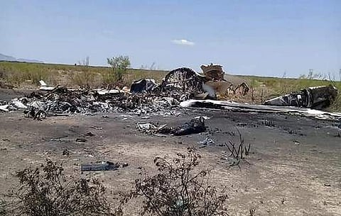 Wreckage of the crashed plane (Photo | AFP)
