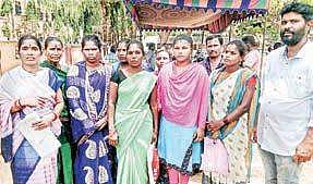 Women members of captured fishermen’s families attending the Grievance Cell in Srikakulam on Monday | EXPRESS