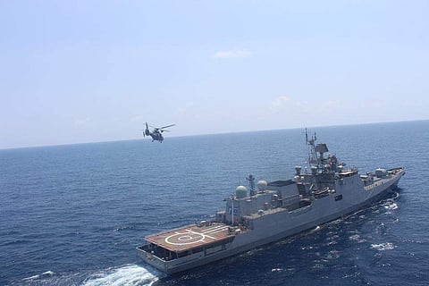 The bilateral naval exercise initiated in 1983 and christened 'Varuna' in 2001 forms a vital part of the Indo-French strategic partnership and has grown in scope and complexity over the years. (Photo | ANI Twitter)