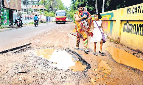 The state of the road after pipe-laying work was undertaken at Edakochi