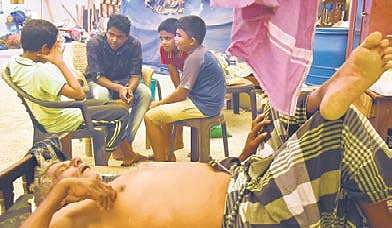 Children whose homes were displaced during the Valiyathura sea erosion at the rehabilitation centre at Civil Supplies godown B P Deepu