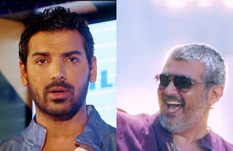 John Abraham (L) and a still from Vedalam (photo | PTI and YouTube Screengrab)