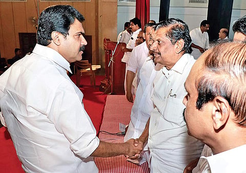 P J Joseph with newsly elected Kerala Congress (M) chairman (L) Jose K Mani (File photo | EPS)