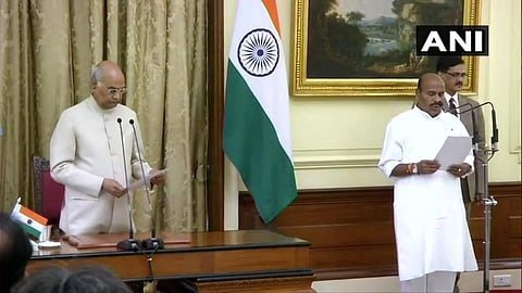 JP MP Virendra Kumar takes oath as the Protem Speaker of the 17th Lok Sabha. (Photo| ANI)