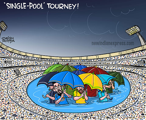 Rain has played spoilsport in the Cricket World Cup 2019 with several matches getting abandoned without even a ball bowled. Here's our cartoonist Satish Acharya on the wettest Cricket World Cup in history
