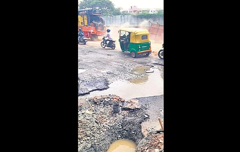 BMRCL is facing problems due to uneven manholes and broken  roads. (Photo | EPS)