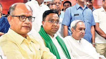 BJP chief Naveen Patnaik with  former Rajya Sabha MP Amar Patnaik and Sasmit Patra