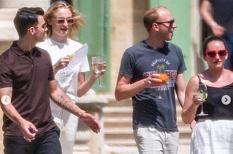 Sophie Turner, Joe Jonas at their pre-wedding party. (Photo| Instagram/ jsistersnews)