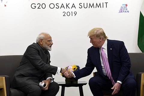 President Donald Trump meets with Indian Prime Minister Narendra Modi during a meeting on the sidelines of the G-20 summit in Osaka, Japan, Friday, June 28, 2019. | AP