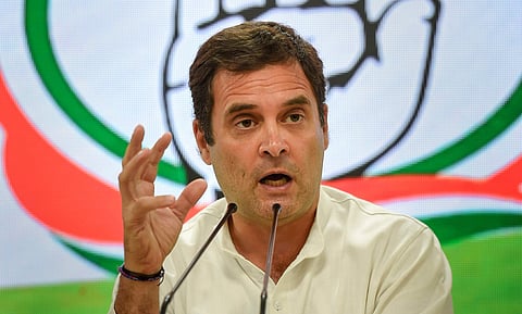 Rahul Gandhi addressing a press conference. (File Photo | PTI)