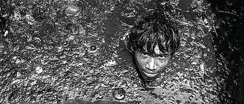 Visual narratives captured by Sudharak Olwe showing the reality of sewage workers regarding their safety, health, dignity and rehabilitation. (Photo | Sudharak Olwe, WaterAid)