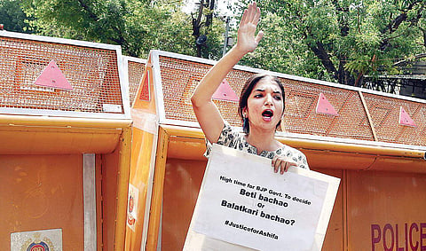The Kathua gang-rape and murder of a minor girl led to massive protests throughout the country. (File | EPS)