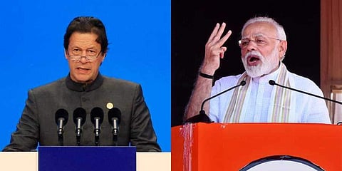 India PM Narendra Modi (R) and his Pakistan counterpart Imran Khan (File | PTI and EPS)