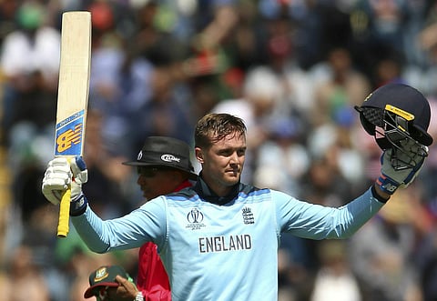 Jason Roy celebrates scoring ton against Bangladesh (Photo | AP)