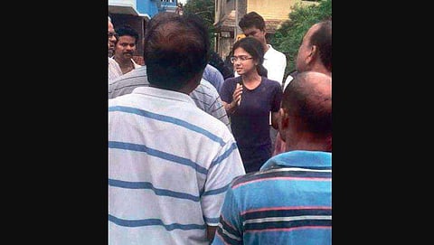 CMC Commissioner interacting with officials and public on Sunday. ( Photo | EPS)
