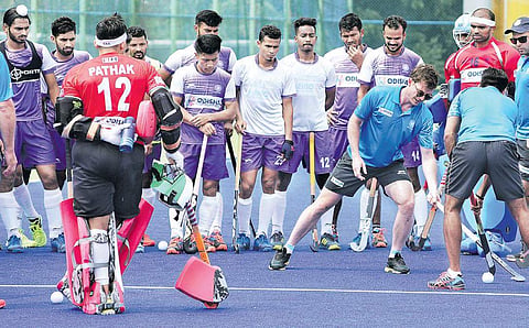 Indian players during a practice session in Bengaluru on Tuesday | Vinod Kumar T