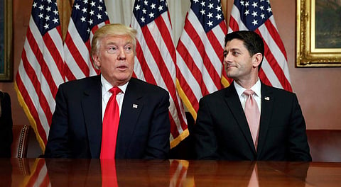 President Donald Trump talks to House Speaker Paul Ryan in this file photo. (Photo | AP)