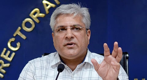 Transport Minister of Delhi, Kailash Gahlot addressing the media during a press conference in New Delhi. (Photo | Naveen Kumar, EPS)