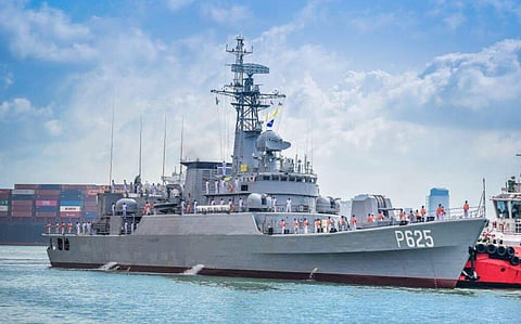 The China-gifted 'P625' frigate (Photo | Twitter/ @srilanka_navy)