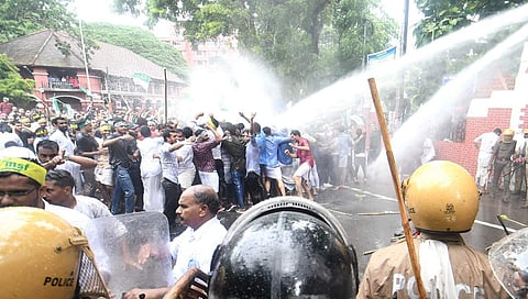 MSF activists staged a protest march towards University College against the stabbing incident involving SFI leaders at University College on July 17, 2019. (Photo | BP Deepu, EPS)