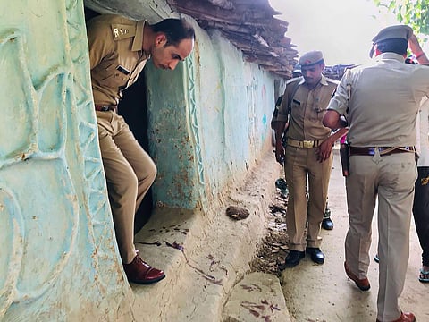 Sonbhadra S P Salman Taj Patil visits the house of a victim killed over a property dispute in Sonbhadra district Wednesday July 17 2019. | PTI
