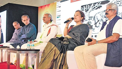 Sudha Sudeep, MD, University of Twente-India fielding questions at the Tamil Brahmins’ Global Meet which drew to a close in Kochi on Sunday | ARUN ANGELA