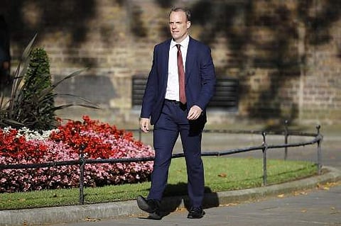 Conservative party politician Dominic Raab arrives at 10 Downing Street in London on July 24, 2019. Boris Johnson took over as Britain's new prime minister on Wednesday vowing to prove the 'gloomsters' wrong and get a new deal to leave the European Union 