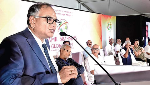 Justice V Chitambaresh addressing the gathering during the inaugural ceremony of the Tamil Brahmins Global Meet in Kochi |  FILE PIC