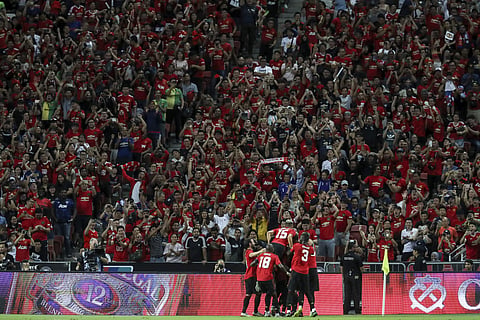 Manchester United players celebrate | AP