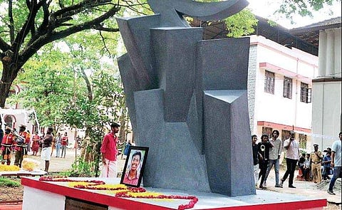 The memorial of slain SFI leader Abhimanyu erected at Maharaja’s College | A Sanesh