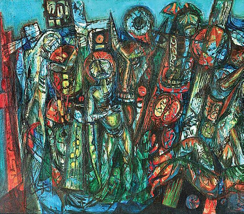Rabin's Genocide (1972), an oil on canvas work