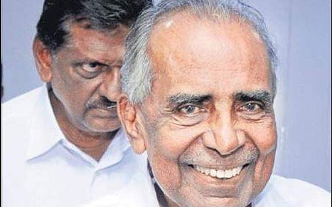 Kerala Congress leader C F Thomas with P J Joseph | A Sanesh